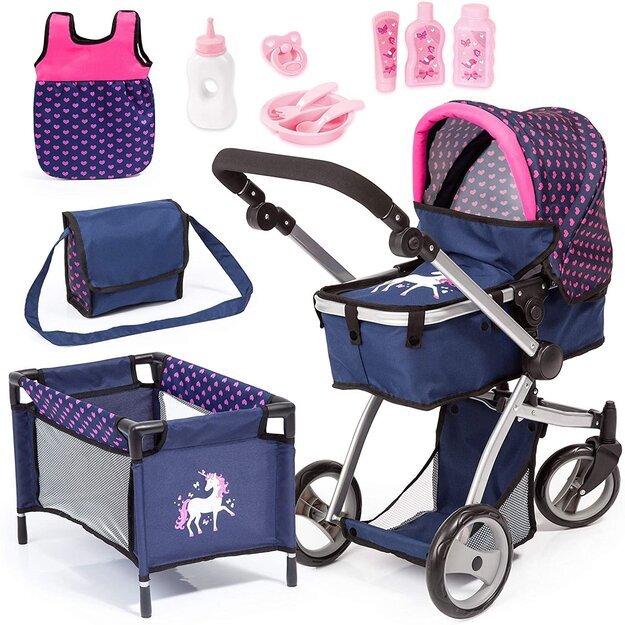 Bayer - Dolls Pram Mega Set - Navy (18354AC)