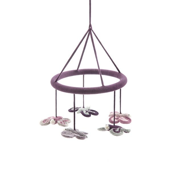 Smallstuff - Hanging Mobile Butterflies - Aubergine/silver