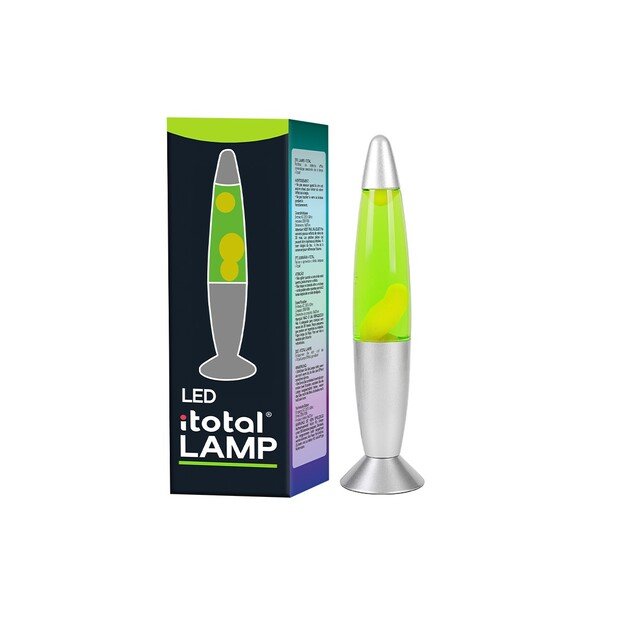 iTotal - LED Lava Lamp w/Green Light - Silver Base and White Wax (XL2676)