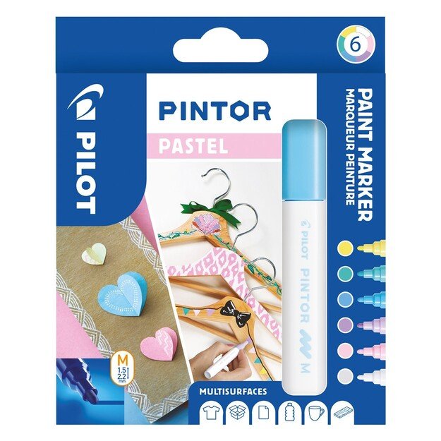 Pilot - Pintor Marker Fine Pastel Mix 6 colors (Medium Tip)