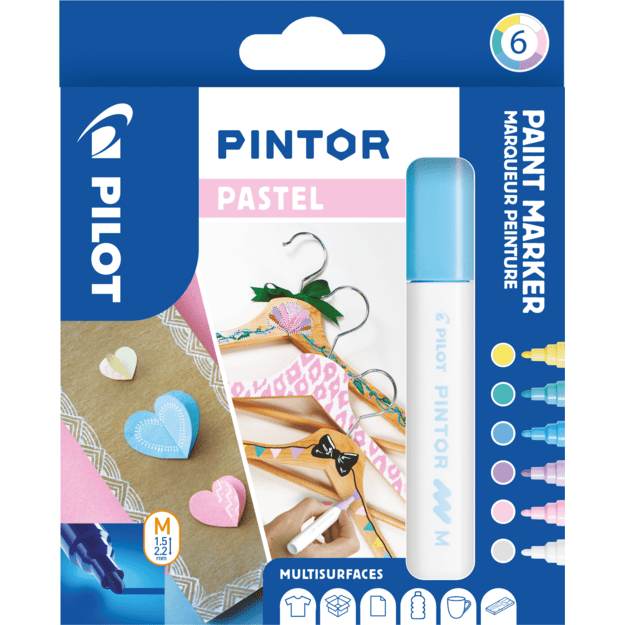 Pilot - Pintor Marker Fine Pastel Mix 6 colors (Medium Tip)