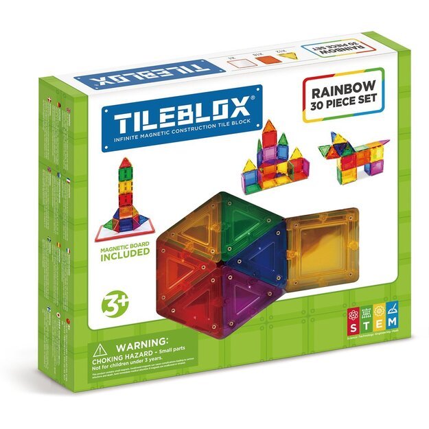 Tileblox - Rainbow - 30 pcs w/magnetic board (3202)