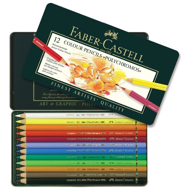 Faber-Castell -  Polychromos Colour Pencil tin of 12