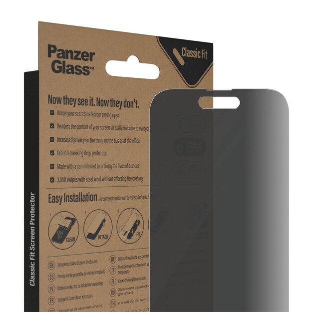 PanzerGlass - Privacy Screen Protector Apple iPhone 14 Pro - Classic Fit