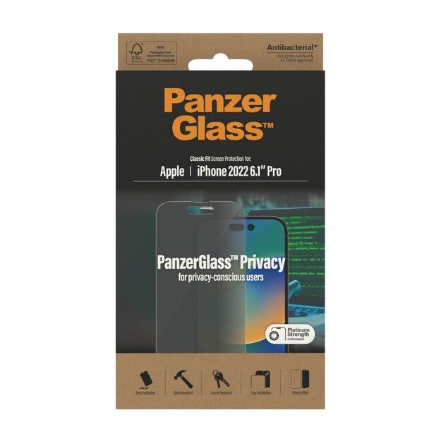 PanzerGlass - Privacy Screen Protector Apple iPhone 14 Pro - Classic Fit