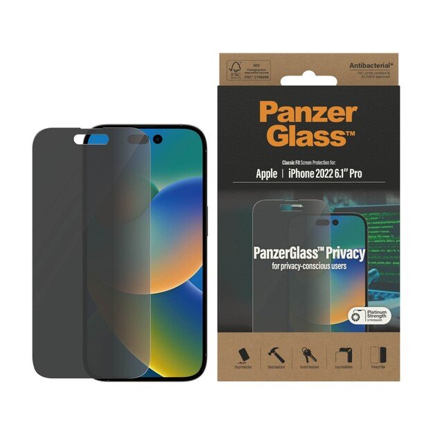 PanzerGlass - Privacy Screen Protector Apple iPhone 14 Pro - Classic Fit