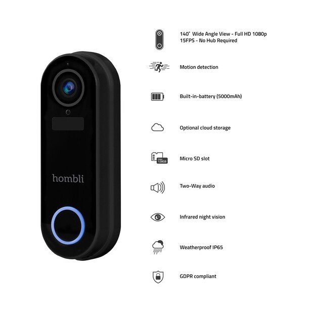 Hombli - Smart Doorbell 2 Promo Pack (Doorbell 2 + Chime 2) Black