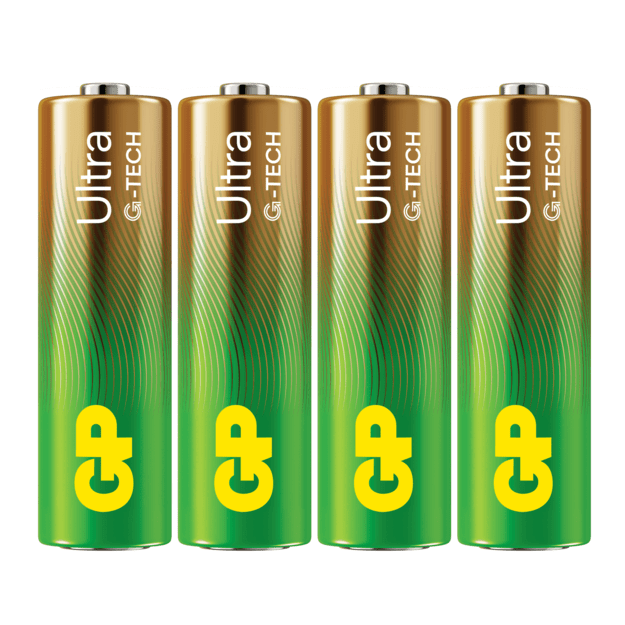 GP - Ultra Alkaline AA Batteries, 15AU/LR6, 1.5V, 4-Pack