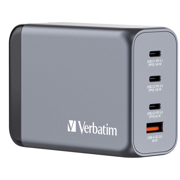 Verbatim - GNC-240 GaN Charger 4 Port 240W USB-A/USB-C