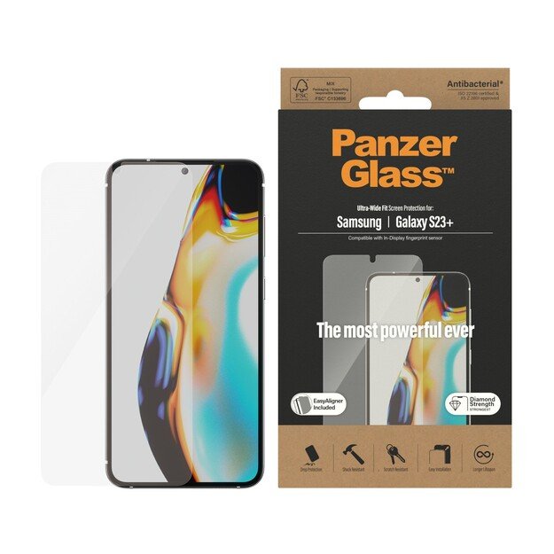 PanzerGlass - Screen Protector Samsung Galaxy S23+ - Ultra-Wide Fit m. EasyAligner