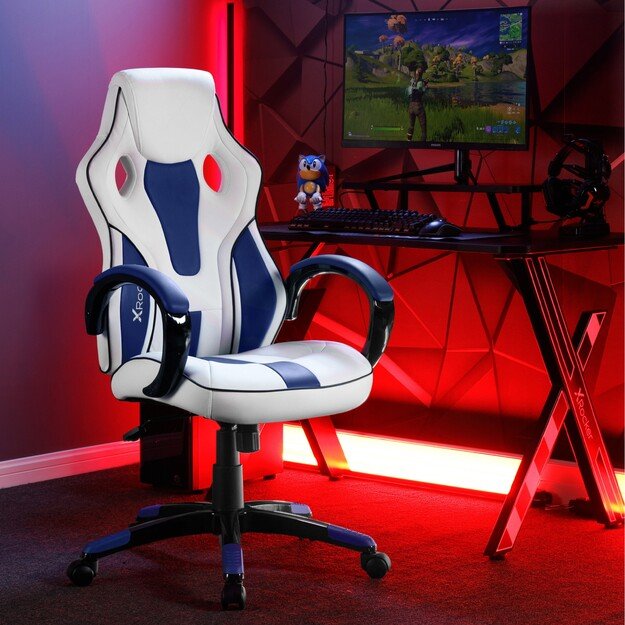 Xrocker Maverick Height Adjustable Office Gaming Chair - White And Blue