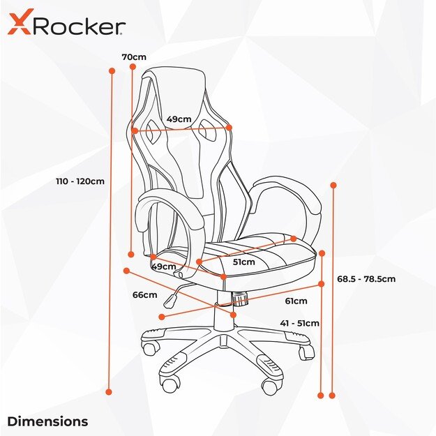 Xrocker Maverick Height Adjustable Office Gaming Chair - White And Blue