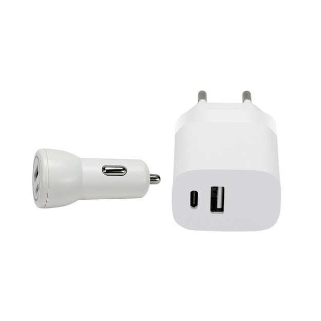 Speedlink - Wall & Car Charger Set USB-A & USB-C 15W, white