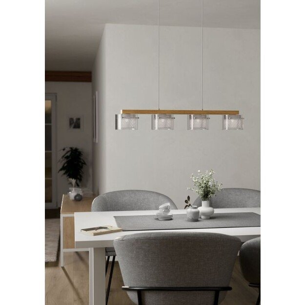 EGLO - Portico-Z long table pendant natural and clear L88 - RGB + TW - Zigbee, Bluetooth