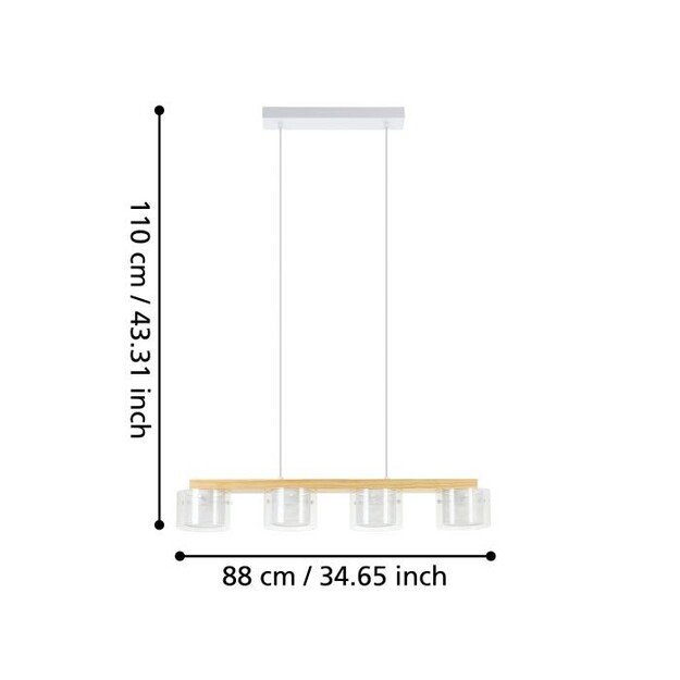 EGLO - Portico-Z long table pendant natural and clear L88 - RGB + TW - Zigbee, Bluetooth