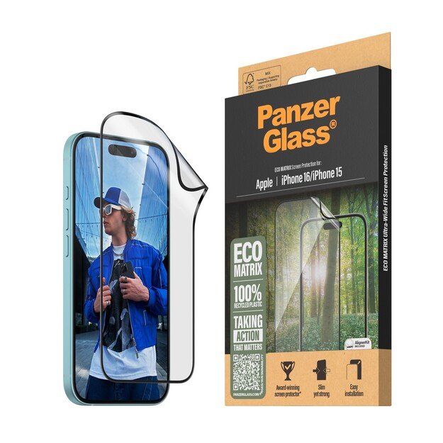 PanzerGlass - Screen Protection MATRIX - iPhone 16 - Ultra Wide Fit