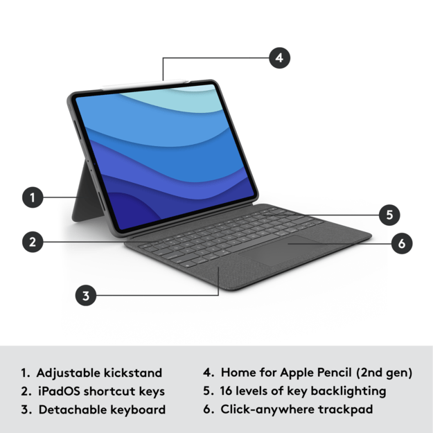 Logitech - Combo Touch  Keyboard - For iPad Pro 12,9