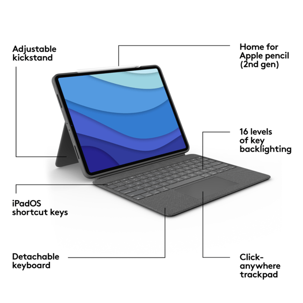 Logitech - Combo Touch  Keyboard - For iPad Pro 12,9