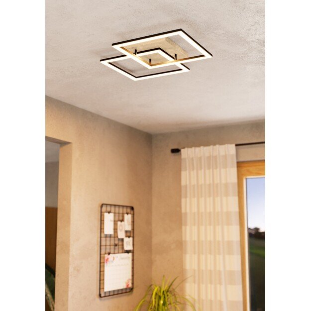 EGLO - Lomaltas-Z ceiling lamp black and oak 49.5x77 - TW - Zigbee, Bluetooth