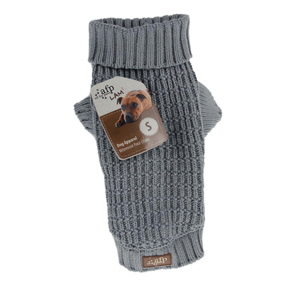 All For Paws - Knitted Dog Sweater Fishermans Grey S 25.4CM - (632.9122)