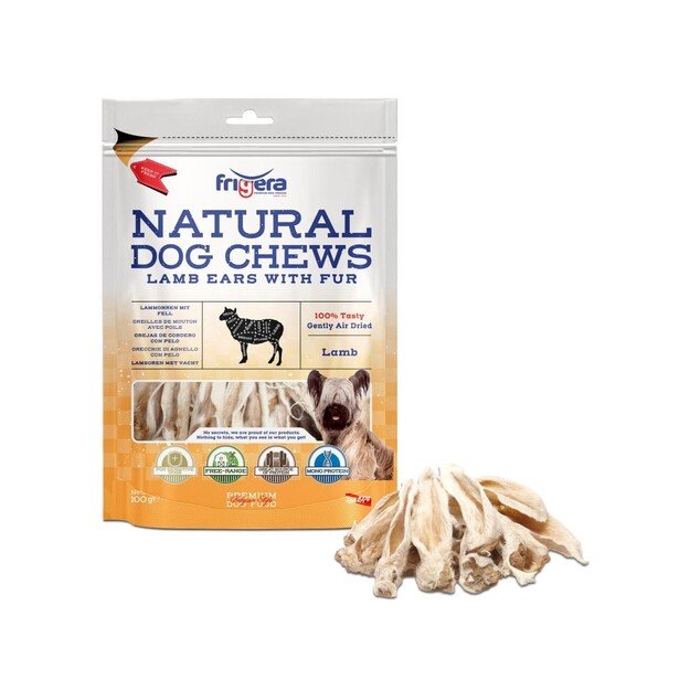 Frigera - Natural Dog Chews Lamb ears with hair 100gr (402285861778)