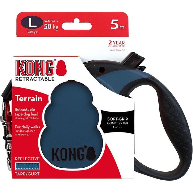 KONG - Retractable leash Terrain L 5M Tape Blue Max 50Kg - (608.1116)