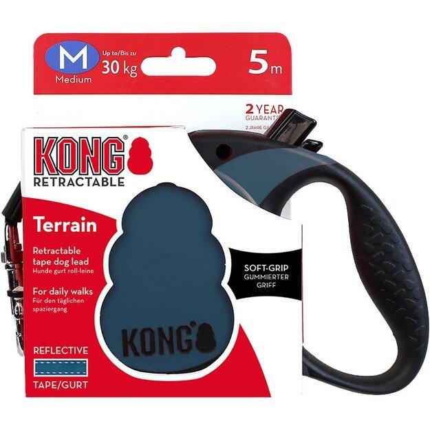 KONG - Retractable leash Terrain M 5M Tape Blue Max 30Kg - (608.1114)