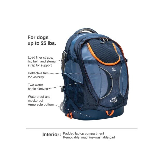 KURGO - Backpack G-Train K9, Color Navy - (729849174740) 2