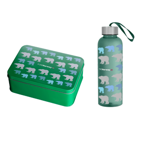 GO PURENorway - Metal Lunchbox + Water Bottle 420 ml - Polar Bear