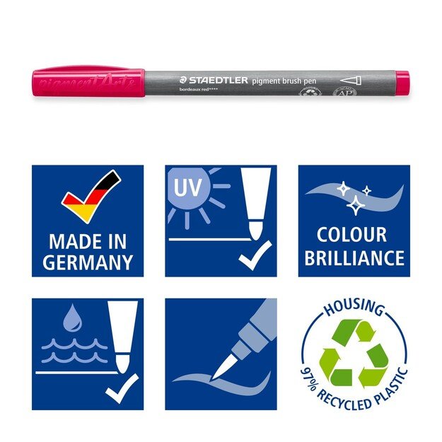 Staedtler - Brush Pen Pigment Blue/green 6 pcs assorted (371C6-8)