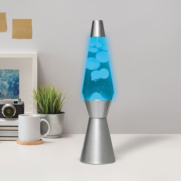 iTotal - Lava Lamp 36 cm - Silver Base, Blue Liquid and White Wax (XL1764)