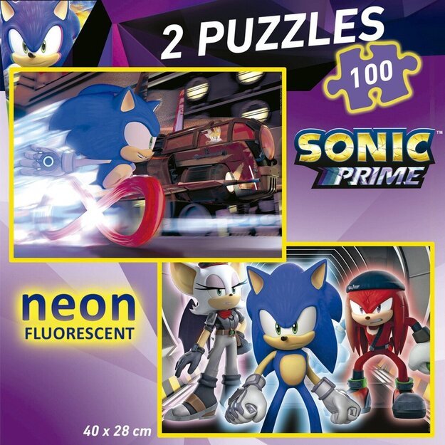 Educa - 2x100 Sonic Prime Neon Puzzle (80-19629)