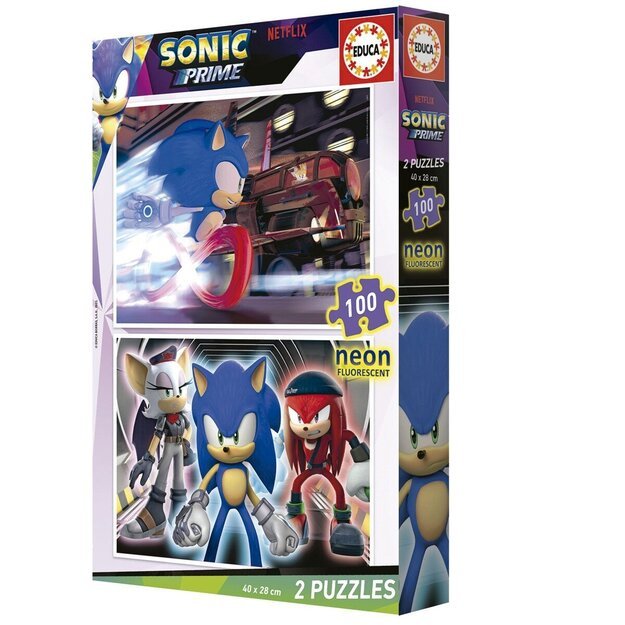 Educa - 2x100 Sonic Prime Neon Puzzle (80-19629)