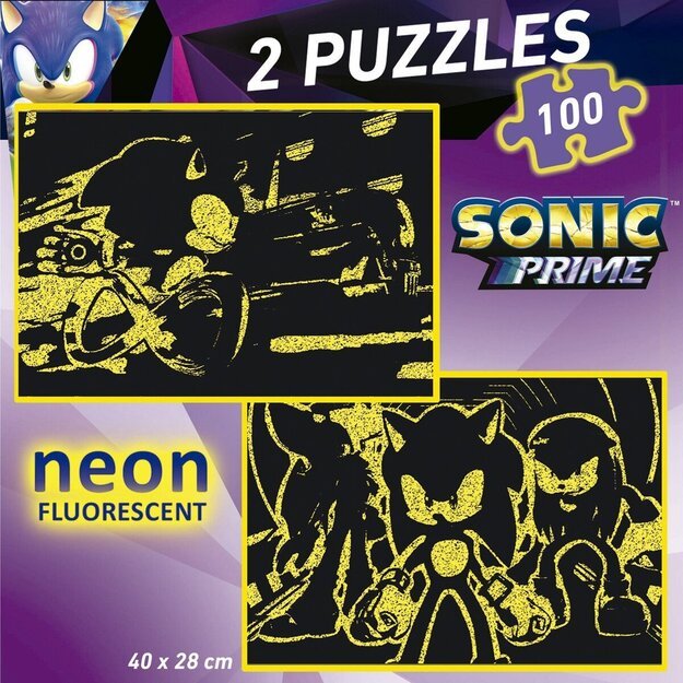 Educa - 2x100 Sonic Prime Neon Puzzle (80-19629)