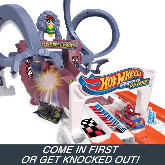 Hot Wheels - RacerVerse Spider-Man Web Slinging Speedway Track Track Set (HPL34)