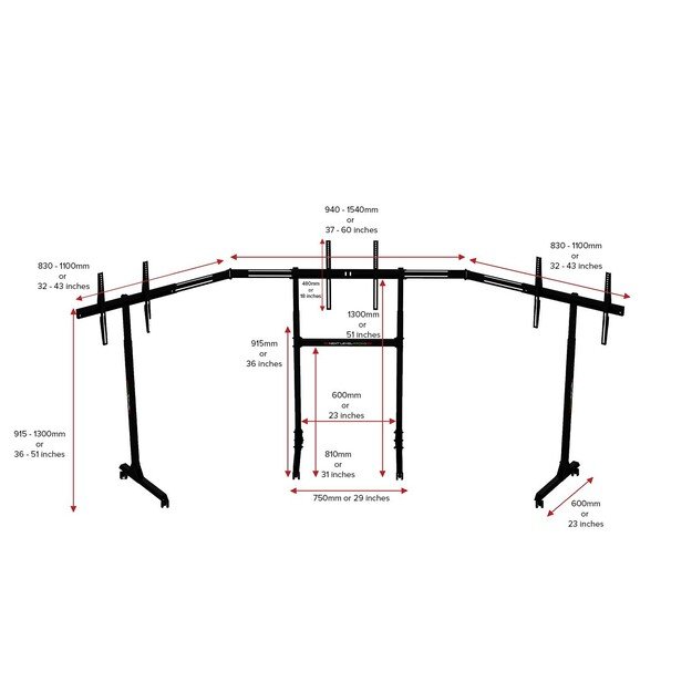 Next Level Racing - Free Standing Triple Monitor Stand