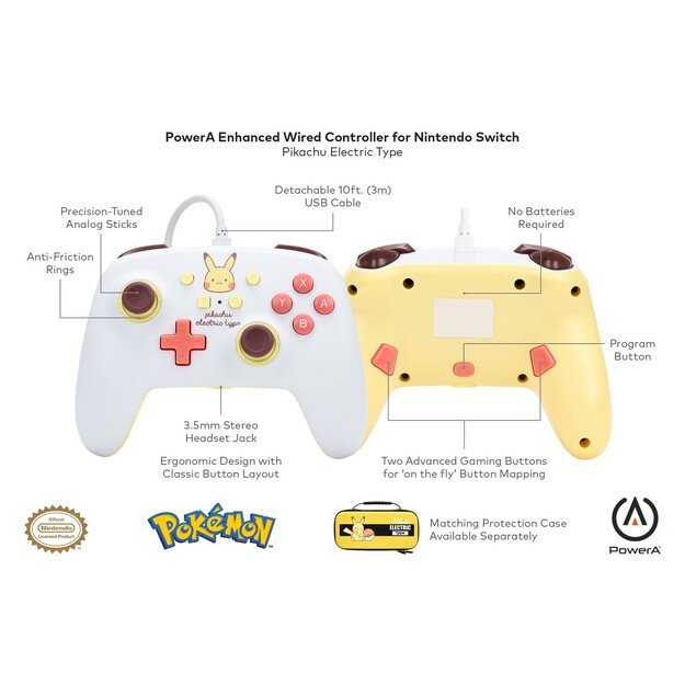 PowerA Enhanced Wired Controller for Nintendo Switch - Pikachu Electric Type