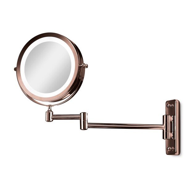 Gillian Jones- Double sided wall mirror w. LED - x1/x10 magnification - kobber