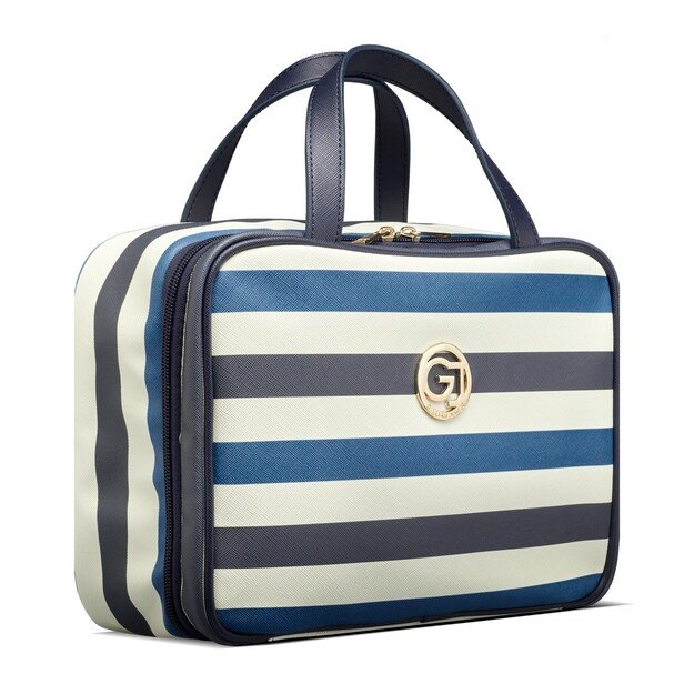 Gillian Jones - Organizer Cosmetic bag w. hangup function - Dark blue/white stripes