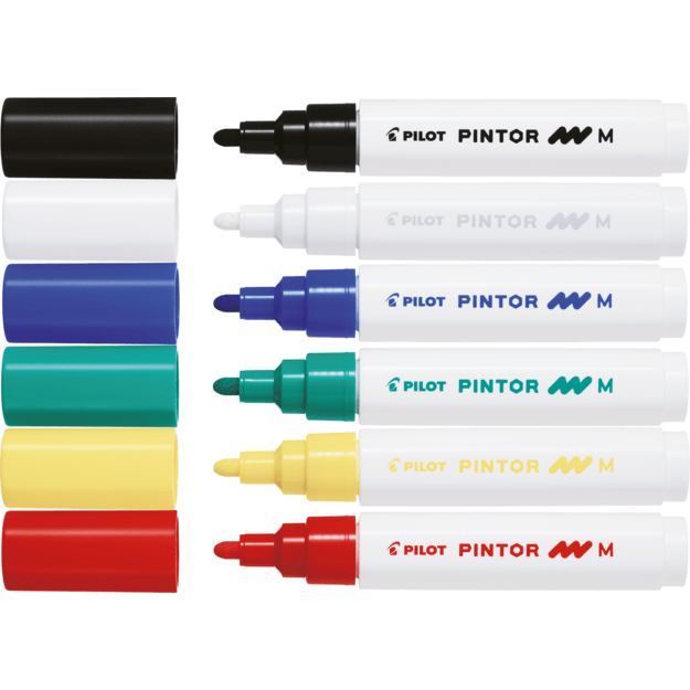 Pilot - Pintor Marker box with 6 classic colors (Medium Tip)