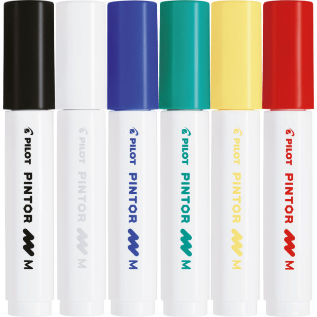 Pilot - Pintor Marker box with 6 classic colors (Medium Tip)