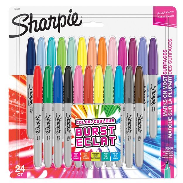 Sharpie - Permanent Marker Fine Colour Burst 24-Blister (1956292)