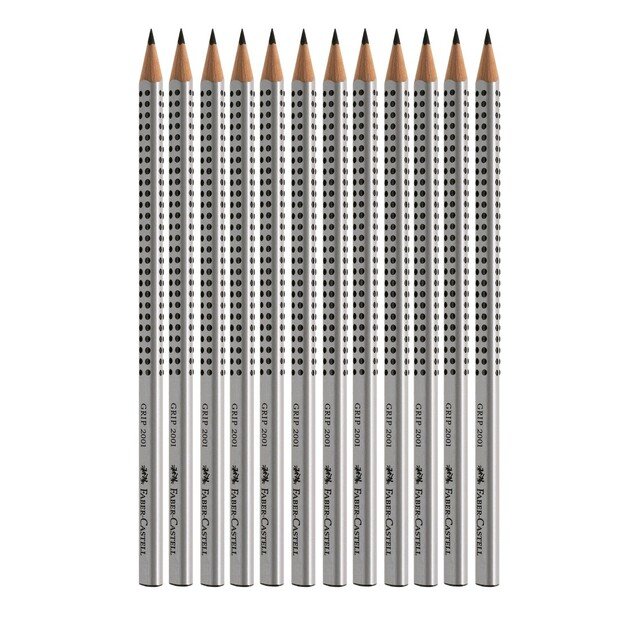 Faber-Castell - Grip 2001 pencil - HB - silver, box of 12