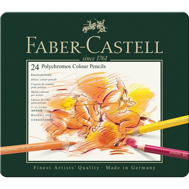 Faber-Castell - Polychromos colour pencil, tin of 24 (110024)