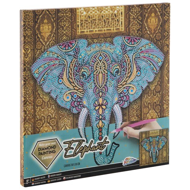 Grafix - Diamond Painting on Canvas - Elephant 30 x 30 cm - (K-260010)