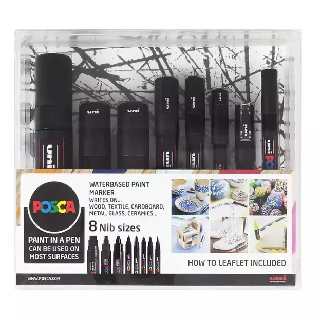 Posca - 8 Nib Size Black Set (401619)