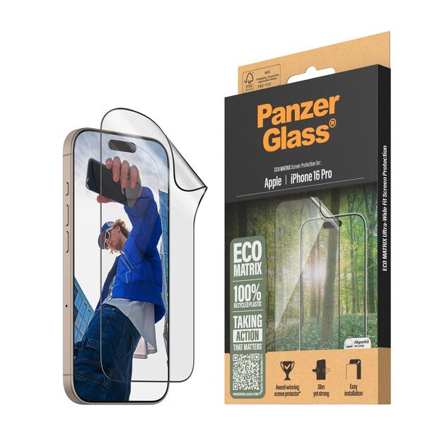 PanzerGlass - Screen Protection MATRIX - iPhone 16  Pro - Ultra Wide Fit