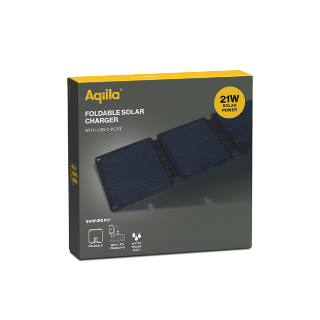 Aqiila - Sunbird P21 - Foldable solar charger with USB-C port