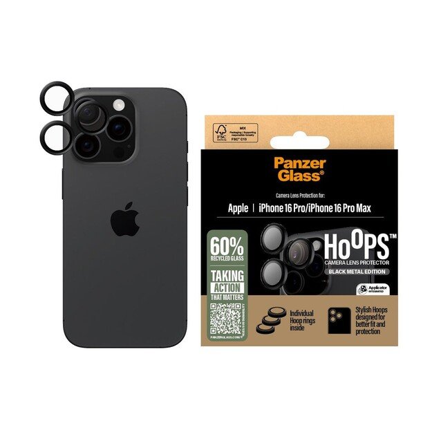 PanzerGlass - Hoops Lens Protector - iPhone 16 Pro/iPhone 16 Pro Max - Black