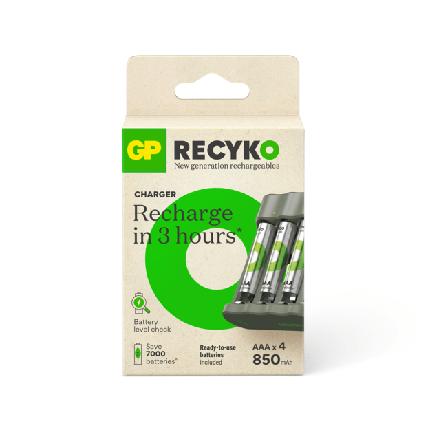 GP - ReCyko Everyday Battery Charger, B441 (USB), incl. 4 x AAA 850 mAh Batteries